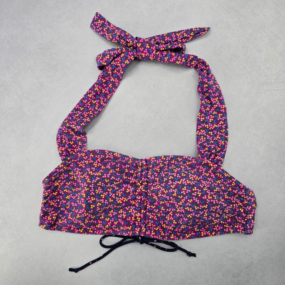 Matilda Jane Purple Floral Halter Tie Padded Bikini Bralette Swim Top S Small